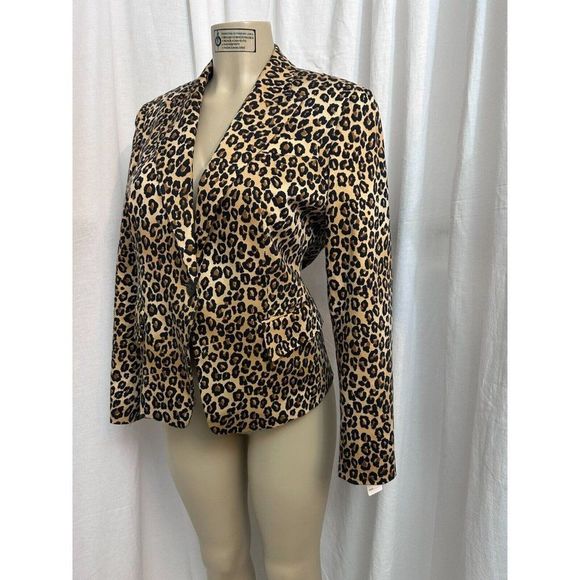 Michael Kors Women's Designer Leopard Blazer  Brown/Black Lined Size 6  #1170 - Picture 9 of 14